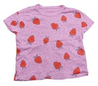 Růžové puntíkované tričko s jahůdkami George