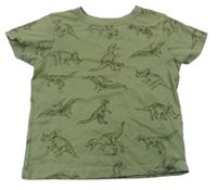 Khaki tričko s dinosaury Primark