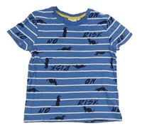 Modro-bílé pruhované tričko s kunami zn. Kids