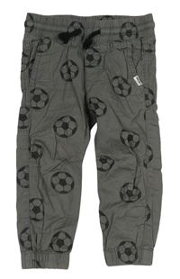 Šedé plátěné cuff kalhoty s fotbalovými míči H&M