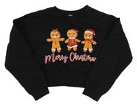 Černá crop mikina s perníčky Pep&Co