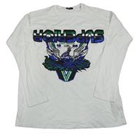 Bílé triko s pávem Diesel