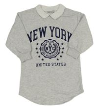 Světlešedé melírované teplákové šaty s nápisem a límečkem Matalan