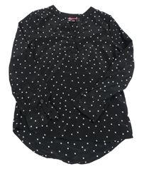 Černá saténová polo halenka s hvězdami CrashOne