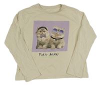 Béžové triko s kočkami M&S