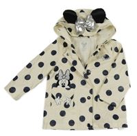 Smetanová puntíkatá nepromokavá jarní bunda s Minnie a kapucí Primark