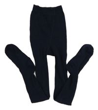 Tmavomodré žebrované punčocháče Primark