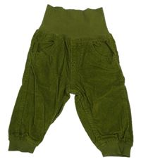 Khaki manšestrové kalhoty s úpletovým pasem Lupilu