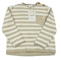 Nové - Béžovo-smetanový pruhovaný svetr s kapsou Zara