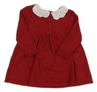 Červené svetrové šaty s límečkem s madeirou H&M