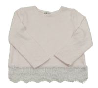 Světlerůžové úpletové triko s krajkou H&M