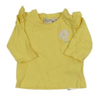 Žluté triko s květinou a volánky Ergee