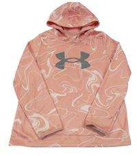 Starorůžová vzorovaná sportovní funkční mikina s logem a kapucí Under Armour
