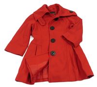 Červený vlněný podšitý kabát Next