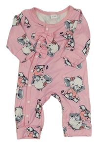 Růžový overal se slony a mašlemi