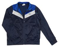 Tmavomodro-modro-bílá sportovní propínací mikina s logem Slazenger