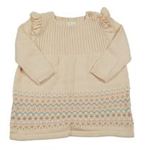 Meruňkové svetrové šaty se vzorem a volánky GAP