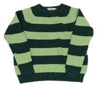 Tmavozeleno-zelený pruhovaný svetr H&M