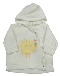 Smetanová sametová propínací mikina se sluncem a kapucí