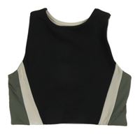 Černo-khaki-béžový sportovní crop top Zara