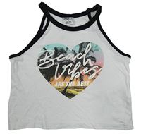 Bílý crop top s palmami a nápisem Page One Young