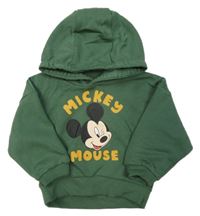 Tmavozelená mikina s Mickeym a kapucí Primark