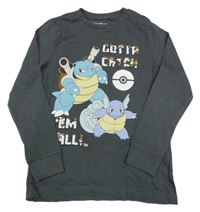 Tmavošedé triko s Pokémony a překlápěcími flitry