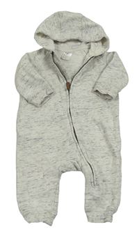 Světlešedá melírovaná tepláková kombinéza s kapucí H&M