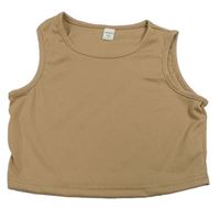 Béžový žebrovaný crop top Shein