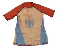 Meruňkovo-modro-cihlové UV tričko s pavoukem Marvel