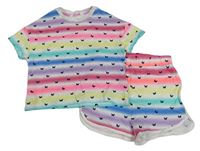 2 set - Barevné pruhované vzorované crop tričko + kraťasy M&S