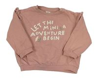 Starorůžová mikina s nápisem a volánky H&M