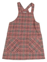 Růžové kostkované vlněné laclové šaty Matalan
