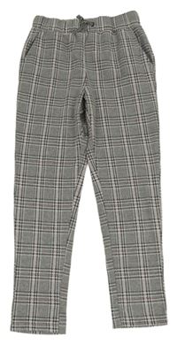 Černo-šedo-růžové kostkované úpletové kalhoty zn. Yigga