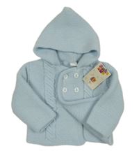 Nové - světlemodrý propínací svetr s kapucí 