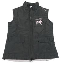 Tmavošedá šusťáková funkční jezdecká vesta s koněm Fouganza