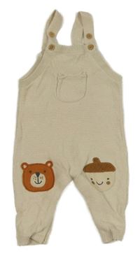 Smetanové pletené laclové tepláky s medvědem F&F