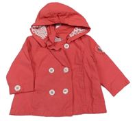 Jahodový plátěný jarní kabátek s Minnie a kapucí 
