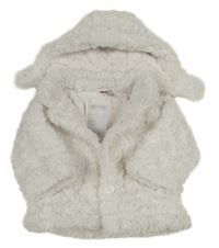 Bílý kožešinový zateplený kabátek s kapucí orchestra