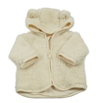 Smetanová chlupatá podšitá propínací mikina s kapucí H&M