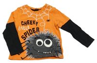 Oranžovo-černé triko s pavouky George