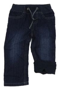 Tmavomodré podšité rifle s úpletovým pasem Lupilu