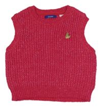 Růžová melírovaná pletená crop vesta okaidi