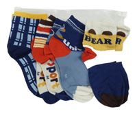 Nové - 4x smetanovo-tmavomodré ponožky 