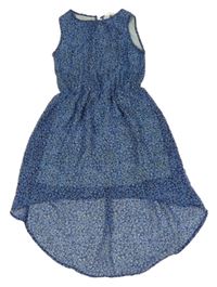 Tmavomodré květované šifonové šaty H&M