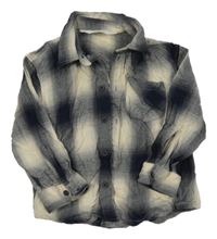 Tmavomodro-smetanová kostkovaná košile H&M