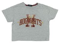 Šedé melírované crop tričko s nápisem - Harry Potter New Look