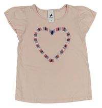 Světlerůžové tričko se srdcem s třásněmi C&A