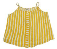 Hořčicovo-smetanový pruhovaný crop top s knoflíky Matalan