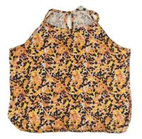 Oranžovo-černý vzorovaný crop top Garcia 